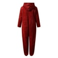 thumbnail image 4 of Moxiu Women's Sherpa Romper Fleece Onesie Pajama,One Piece Plush Hoodies Jumpsuit Pajamas for Womens Plus Size Winter Warm Romper Sleepwear Zip-Up Loungewear 2023, 4 of 5