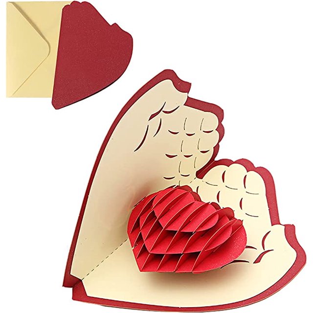 Tarjeta de felicitación plegable 3D emergente, romántica tarjeta de cumpleaños para esposa, marido, novia, madre, tarjetas para boda, Navidad, día de San Valentín, día de la madre (corazón) JM JM