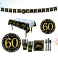 thumbnail image 3 of NUOLUX 114pcs Disposable Tableware Set with Paper Cups Plates Napkins Banner Party Supplies for 60th Birthday Celebration, 3 of 6