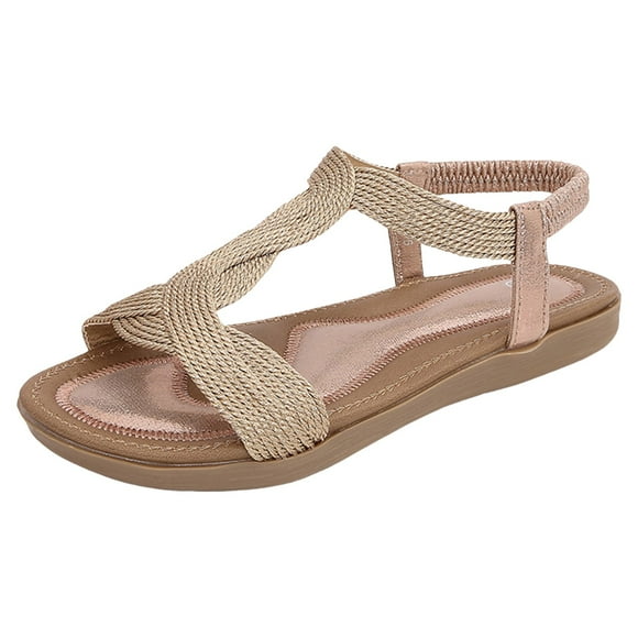 XIAQUJ Women Shoes Comfortable Soft Soled Casual Sandals Fashionable Rhinestone Beach Sandals Sandals for Women 2024 Pink 7.5