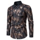thumbnail image 3 of Camisas Para Hombre Manga Corta Camisa de mezclilla de lentejuelas delgadas de otoño informal para hombre Blusa de camisa de manga larga con botón de bolsillo y cuello vuelto (Black, S), 3 of 7