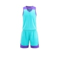 thumbnail image 6 of XINXIAOO Kids Sports Shorts Set Blue Boys Girls Basketball Jersey Outfit 2pc Breathable Lightweight Tracksuit Tank Top Track Shorts For Practice and Competition 7-8 Years, 6 of 6