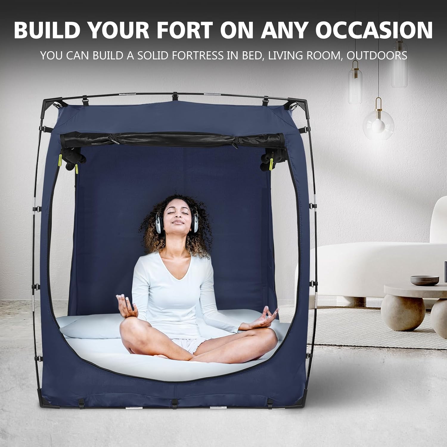Bed Tent Bed Canopy Bunk Twin Size Tents for Adult and Kids- Portable Dream Tent Indoor Sleeping Tents 93% Blackout with 3 Doors Breathable Big Space Tents