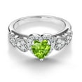 thumbnail image 4 of Gem Stone King 925 Sterling Silver Green Peridot Engagement Ring for Women (1.20 Cttw, Heart Shape 6MM, Gemstone Birthstone, Available in Size 5, 6, 7, 8, 9), 4 of 6