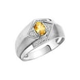 thumbnail image 3 of RYLOS Mens Rings 14K White Gold Ring 6X4MM Oval Shape Gemstone & Diamond Ring Citrine November Birthstone Rings For Man Gold Rings Size 10, 3 of 7