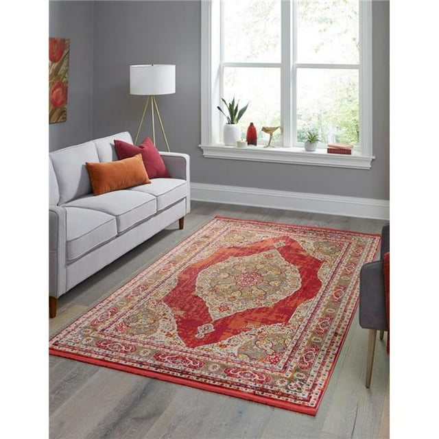 Unique Loom 3140269 10 x 13 ft. Regla Baracoa Rectangular Rug, Red
