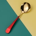 thumbnail image 3 of Spoon Stainless Rounded Edges Long Handle Spoons Ladle Household Handles Reusable Care Sifter Restaurant Kitchen Tools Soup Porridge Red, 3 of 7