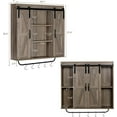 thumbnail image 4 of Rustic Wood Wall Storage Cabinet with Two Sliding Barn Door, 3-Tier Decorative Farmhouse Vintage Cabinet for Kitchen Dining, Bathroom, Living Room, Washed Oak, 4 of 7