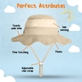 thumbnail image 5 of Protective Baby Bucket Sun Hat With UPF 50+ Protection Adjustable Infant Summer Beach Hats For Boy & Girl Breathable Toddler Swim Pool Play Sunhat With Wide Brim 0-12 Months Beige XS, 48 CM, 5 of 5