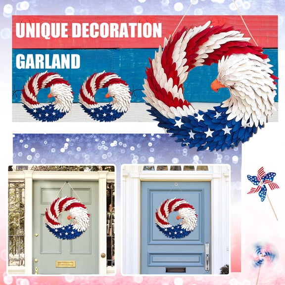 Outdoor Holiday decorations, Layered Wooden Eagle Front Door Hanger with Star decorations, Front Porch decor Outdoor Entrance, Door decorations Hanging, Outdoor Porch decor, Yard