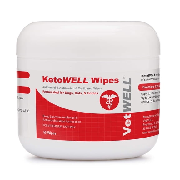 KetoWELL Topical Wipes with Ketoconazole for Dogs & Cats Pet Wipes - 50 Count