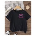thumbnail image 1 of Gourd Doll "In My Daddy'S Lil Girl Era" Graphic Tee - Casual, Loose-Fitting Black T-Shirt with Playful Pink & Purple Lettering for Young Girls, Summer Style, Casual Summer Wear | Playful Letterin, 1 of 6