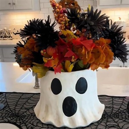 1pc Ghost Vase Gifts, Cutest Ghost Bucket for Halloween, Funny Ghost Face Planter, Ghost Candy Bowl Decoration, Candy Bucket Outdoor Garden Decoration
