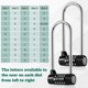 thumbnail image 3 of 2 uds. Candado de combinación con grillete largo de 5,8 pulgadas, candado para taquilla de gimnasio, candado de 5 letras, candado de seguridad largo reajustable sin llave, negro, 3 of 5