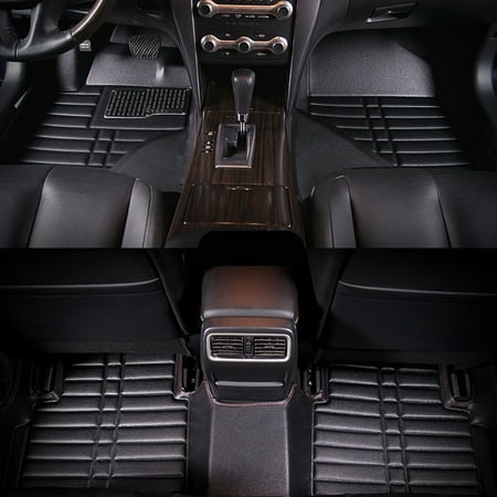 Car Floor Pad Waterproof PU Leather Front & Rear Liner Mat Black For Honda Civic 2016