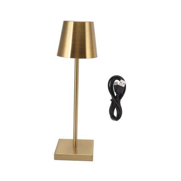 Rechargeable LED Touch Lamp Modern Simple Bedside Ambient Decorative Lamp High Brightness Dimmable Touch Switch Cordless Table Lamp for Restaurant Bar Gold