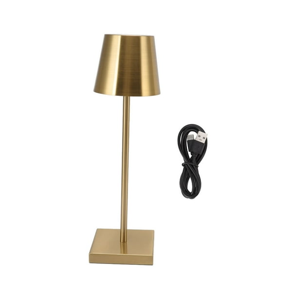 Lámpara táctil LED moderna, sencilla, recargable, de alto brillo, regulable, con interruptor táctil, inalámbrica, para mesa de restaurante y bar, color dorado.
