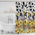 thumbnail image 2 of Shower Curtain Bathroom Set Farm Blossom Sunflower Cow Waterproof Fabric Shower Curtains with Grommets&Hooks, Abstract Animal Skin Texture Privacy Bath Curtain for Bathtub 72x84in, 2 of 9