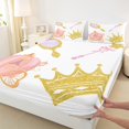 thumbnail image 3 of Manfei Pumpkin Carriage Queen Sheet Sets,Princess Gold Crown Flat Sheet,Fairy Tale Theme Queen Fitted Sheet For Girls,Breathable Home Decor,4-Piece, 3 of 7