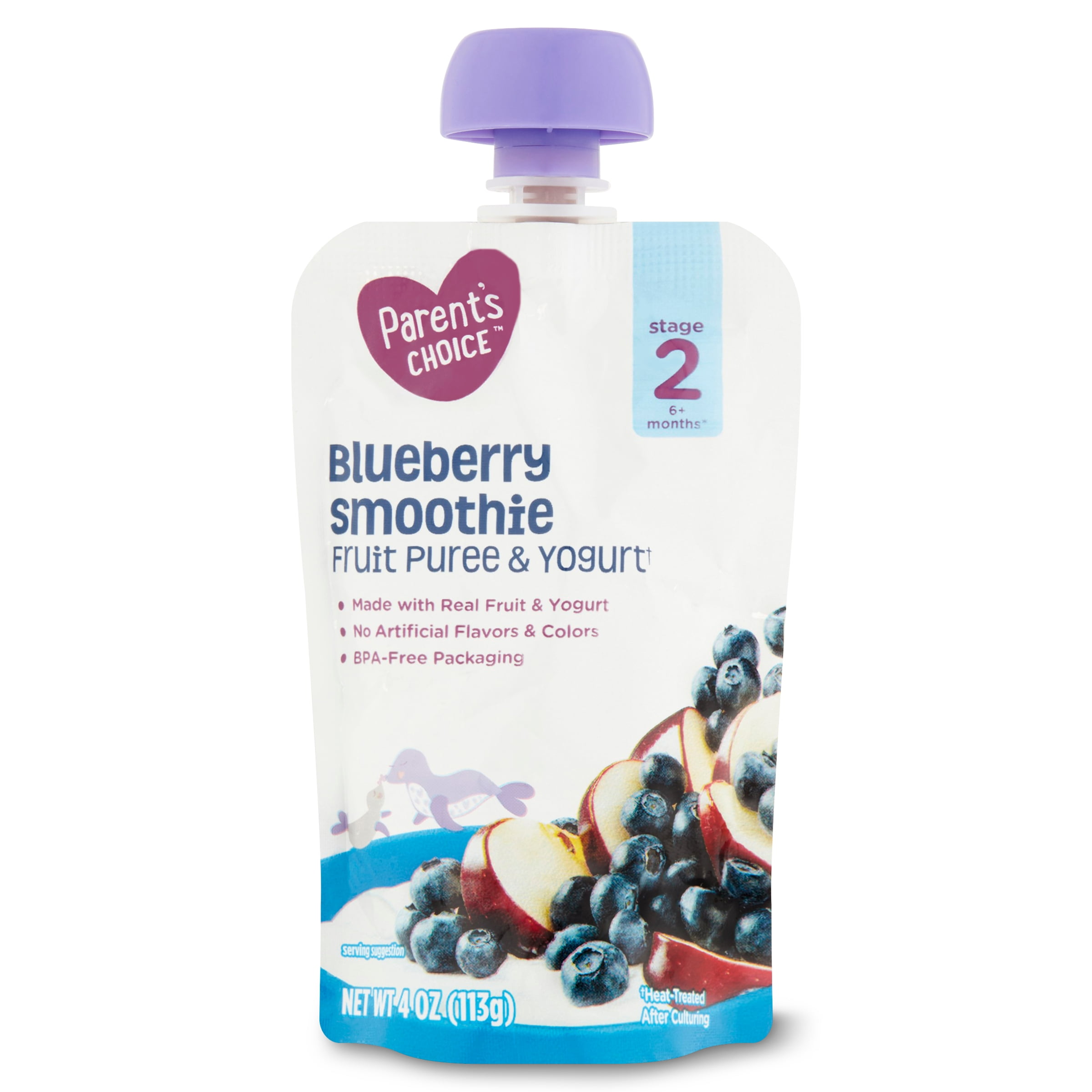 Parent's Choice Blueberry Smoothie Fruit Puree & Yogurt, Stage 2, 1 - 4 oz. Pouch