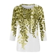 thumbnail image 4 of Womens 3/4 Sleeve Tops Cute Leaf Print Graphic Tees Casual Round Neck Blouses Plus Size Basic Pullover Soft Lightweight Tunic Spring Summer 2026 Army Green L, 4 of 5