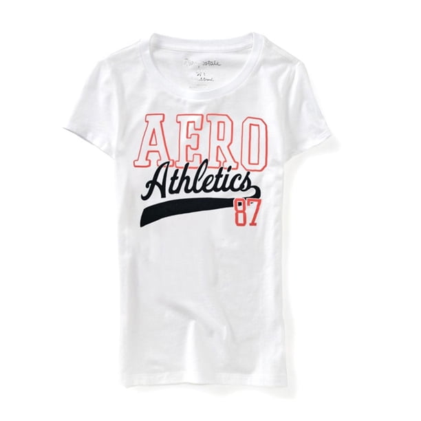 Aeropostale Athletics Logo Camiseta gráfica para mujer, blanca, mediana Aeropostale Camiseta gráfica