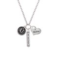 thumbnail image 2 of Delight Jewelry Silvertone Antiqued Round Seal - Initial - U - Always My Mother Bar Zoe Necklace, 2 of 4