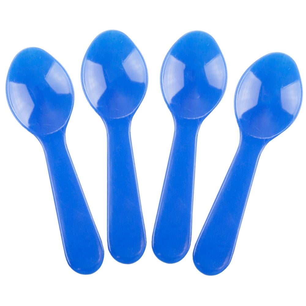 3 Inch Plastic Sampling Spoons Frozen Dessert Supplies Beautiful Colors & Fast Shipping Ice Cream or Spices Transparent Blue Mini Tasting Spoons 25 Count Small Taster Spoons for Food