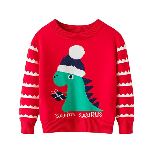 Zshosam Chandail d'Hiver pour Garçons Chandail de Noël pour Garçons Chandail pour Enfants Chandail à Col Rond Chandail à Manches Longues pour Enfant Tout-Petit Taille 4T 5T,(Rouge 4-5 Ans)