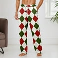 thumbnail image 2 of Men Pajama Pants Plaid Stretch Comfy Lounge Pants Drawstring Waist Sleep Bottoms with Pockets Halloween Christmas Loose Fit Pj Bottoms (2-White, XX-Large), 2 of 6