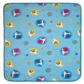 Baby Shark 30" x 43" Coral Plush Toddler Blanket, Unisex, Blue