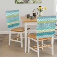 thumbnail image 5 of Geometric Bohemia Dining Chair Back Cover Only, Stripes Green Blue and Turquoise Set of 8 Chair Back Covers, Removable Washable for Dining Room, Banquet & Holiday Decoration, 5 of 9