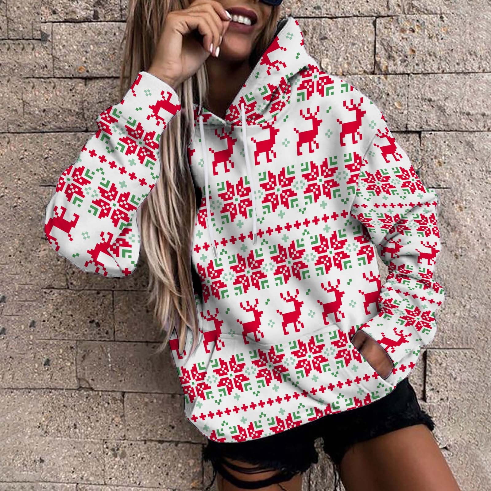 symoid Sweatshirt u0026 Hoodie 2022- Winter Long Sleeve Printed Sweater Hat  Casual Top Hooded Sweater Hot Pink XXL - Walmart.com