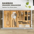 thumbnail image 3 of Kitchen Drawer Organizer Bins, Stackable Bamboo Deep for Silverware, Utensils, Cutlery, Flatware, Junk Drawer, Dresser, Bathroom, 15" x 6" 2.5" (Set of 2), 3 of 3