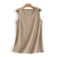 thumbnail image 3 of Royisotas Summer Women Tank Tops Khaki Sleeveless Casual Camisoles for Women Plus Cotton Linen Crew Neck Loose Solid Color Womens Cami Tops Plus Size, 3 of 5