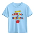 thumbnail image 2 of LEKWK Girls First Day of Preschool Tee Pencil Graphic Letter Print Short Sleeve Round Neck T-Shirt Soft Cotton Top Back to School Celebration, 2 of 9