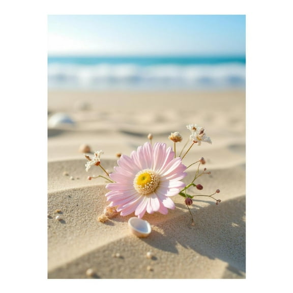 Diamond Art Kit for Adults, Pink Flower Beach Serenity Diamond Painting for Adults Beginners, DIY Diamond Art Painting Kits, 5D Diamond Painting Crafts for Home Decor 12x16 Frameless