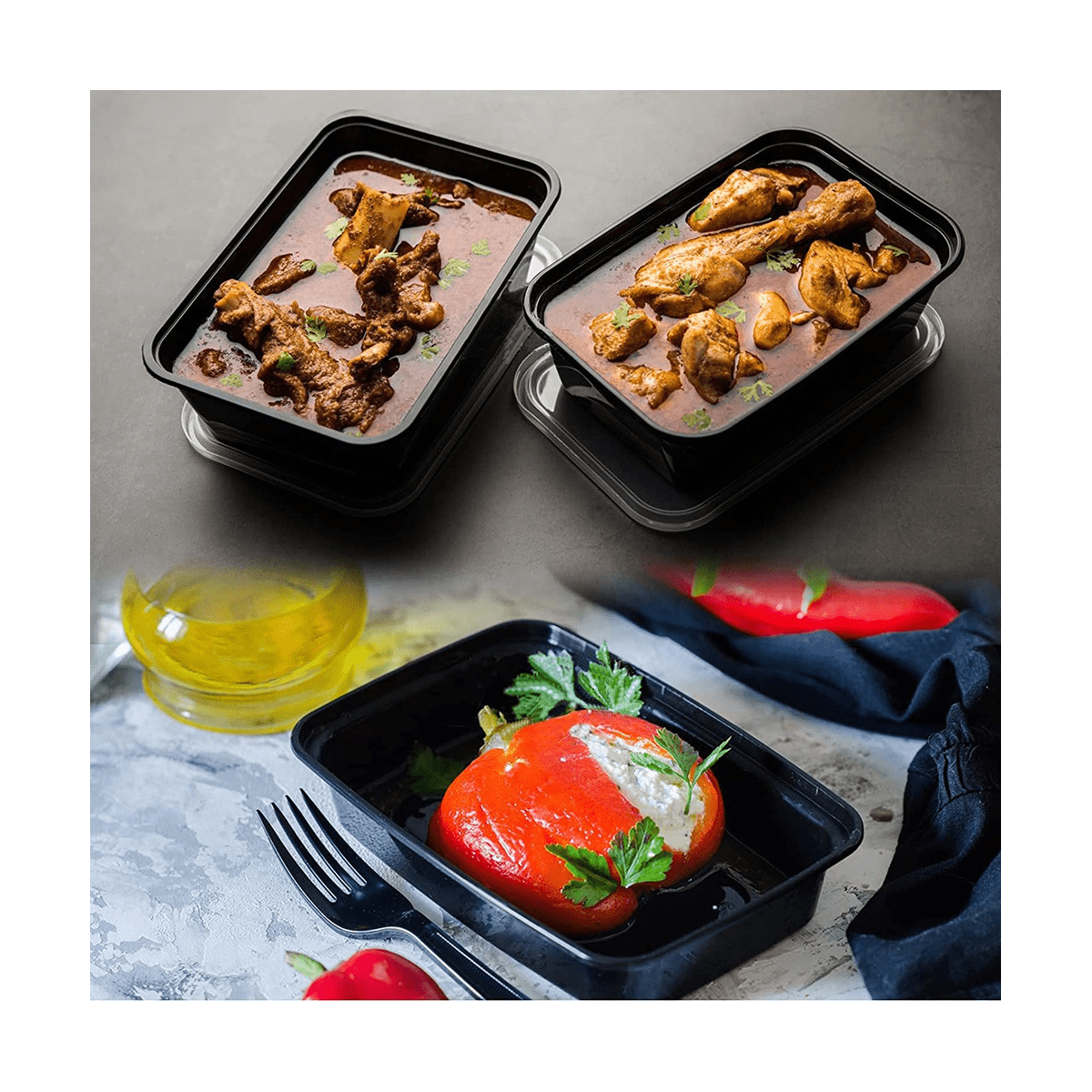 50-Pack Meal Prep Containers Reusable To-Go Food Containers Plastic Bento Boxes Food Storage Lunch Box