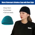 thumbnail image 4 of Jumpingount Sombrero Estilo corto Lana Pescador Gorros sin borde Secado rápido Sin deformación Sombrero crimpable para montañismo Rojo brillante Sombreros azul malaquita Jumpingount AP009365-18B, 4 of 6