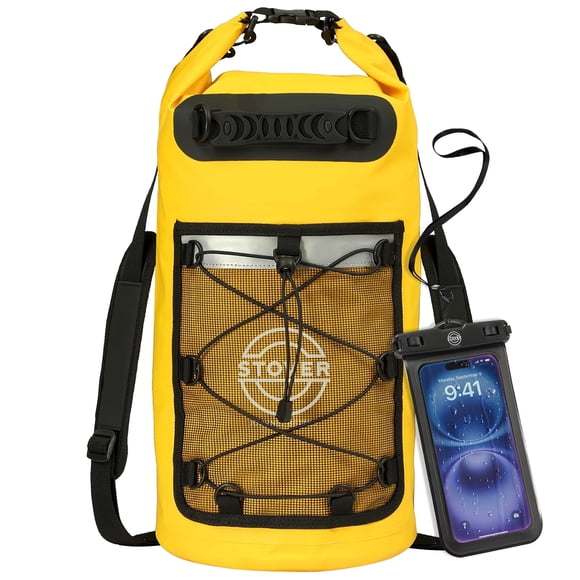 Mochila impermeable Stover, grande, flotante, con parte superior enrollable, amarilla