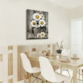 thumbnail image 4 of Framed Rustic Farmhouse White Sunflower Wall Art Decor for picture print Floral Vintage Wood Grain Canvas Artwork for Living Room Bedroom Bathroom Office Hotel Modern Home ready to hang 12x16inch, 4 of 6