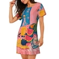 thumbnail image 2 of Fuzoiu Colorful Summer Fruit Table Print Women Nightgowns, Soft Comfy Lightweight Short Sleeves Sleepwear,Crew Neck Loungewear, 2 of 6