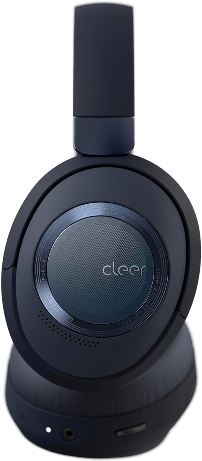 Cleer Audio ALPHA Over-Ear Adaptive ANC Noise-Canceling Bluetooth Headphones with Microphones - Midnight Blue