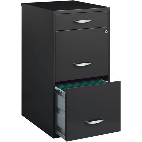 Pemberly Row 3 Drawers 27.32" Vertical Charcoal Metal Filing Cabinet Lockable Pre-Assembled Stationary Letter Size for Home, Office