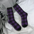 thumbnail image 5 of Haiem Purple Black Plaid Pattern Crew Socks – Soft & Durable Moisture-wicking Socks, Stay-Up Fit for Business, Work, and Casual Wear Size 5-11, 5 of 6