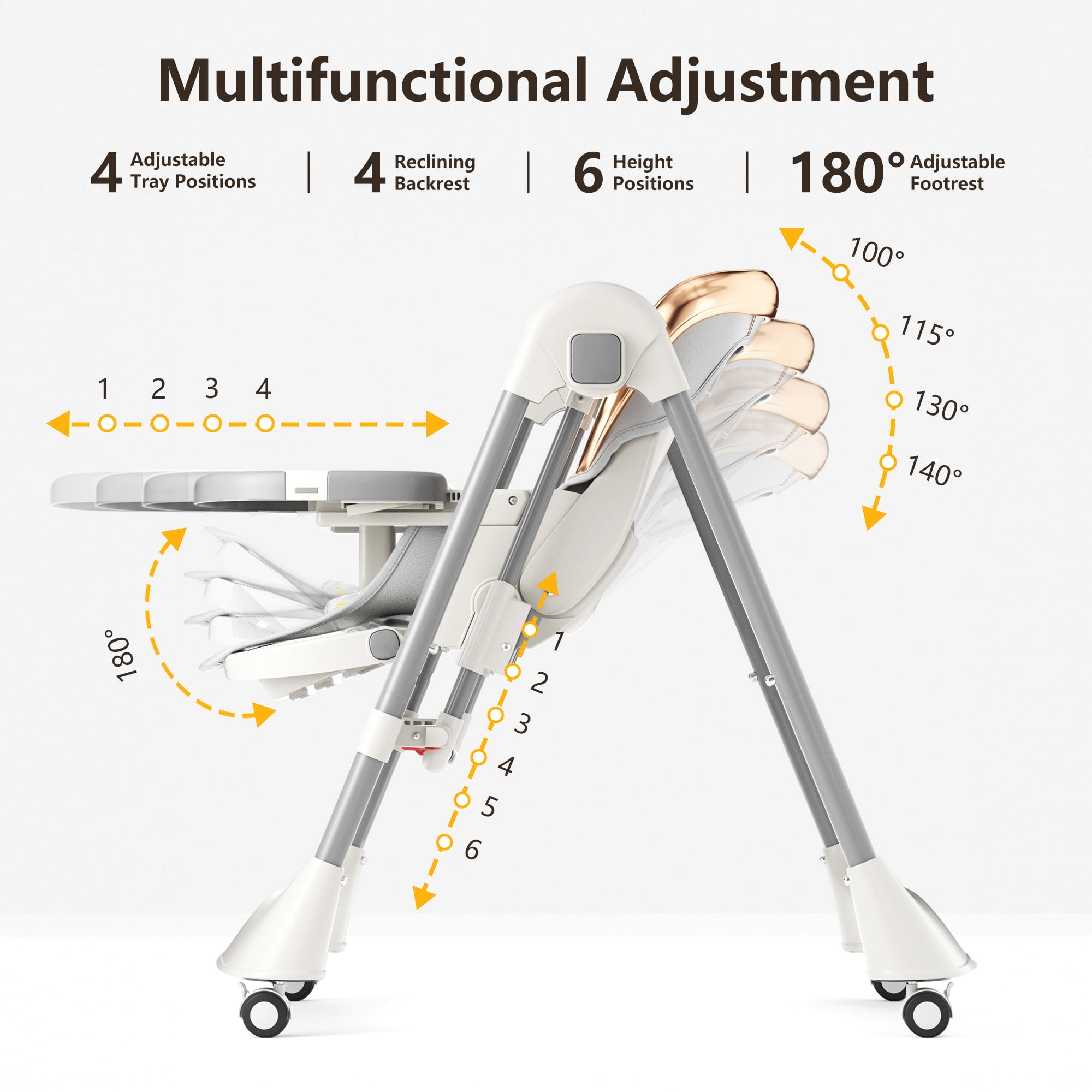 TouHeart Baby High Chair and Swing Combo, 6-in-1 Convertible Highchair for Infants and Toddlers, Gray