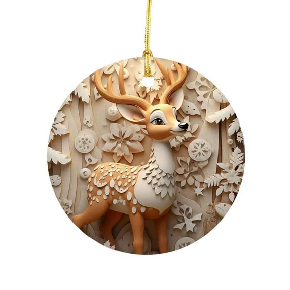 WEGFTDUOP Christmas Snowman Christmas Tree Ornament Round Hanging Ornament