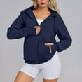 thumbnail image 3 of ClodeEU Women's Zip Up Hoodies,Workout Jackets, Sweatshirts with Pockets, Hoodie with Thumbholes Navy,Womens Plus XXL, 3 of 6