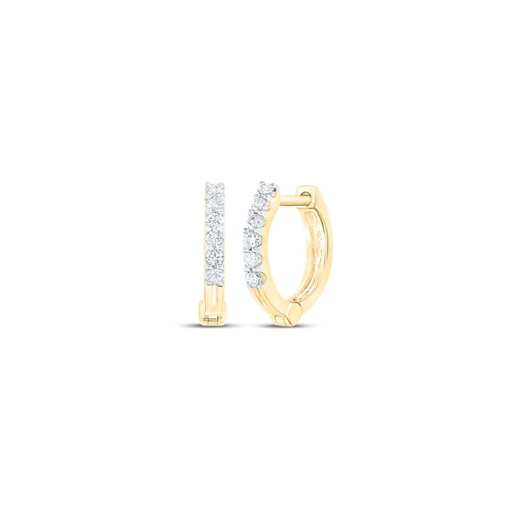 10kt Yellow Gold Womens Round Diamond Hoop Earrings 1/10 Cttw