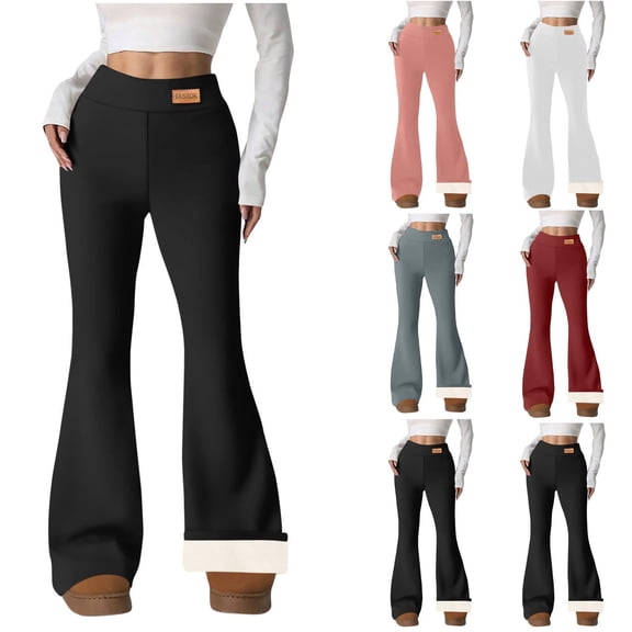 JSROAC Women's Bootcut Yoga Pants 2026 Fleece Lined High Waist Stretch Thermal Trousers Winter Warm Slim Fit Loungewear Bottoms with Pockets